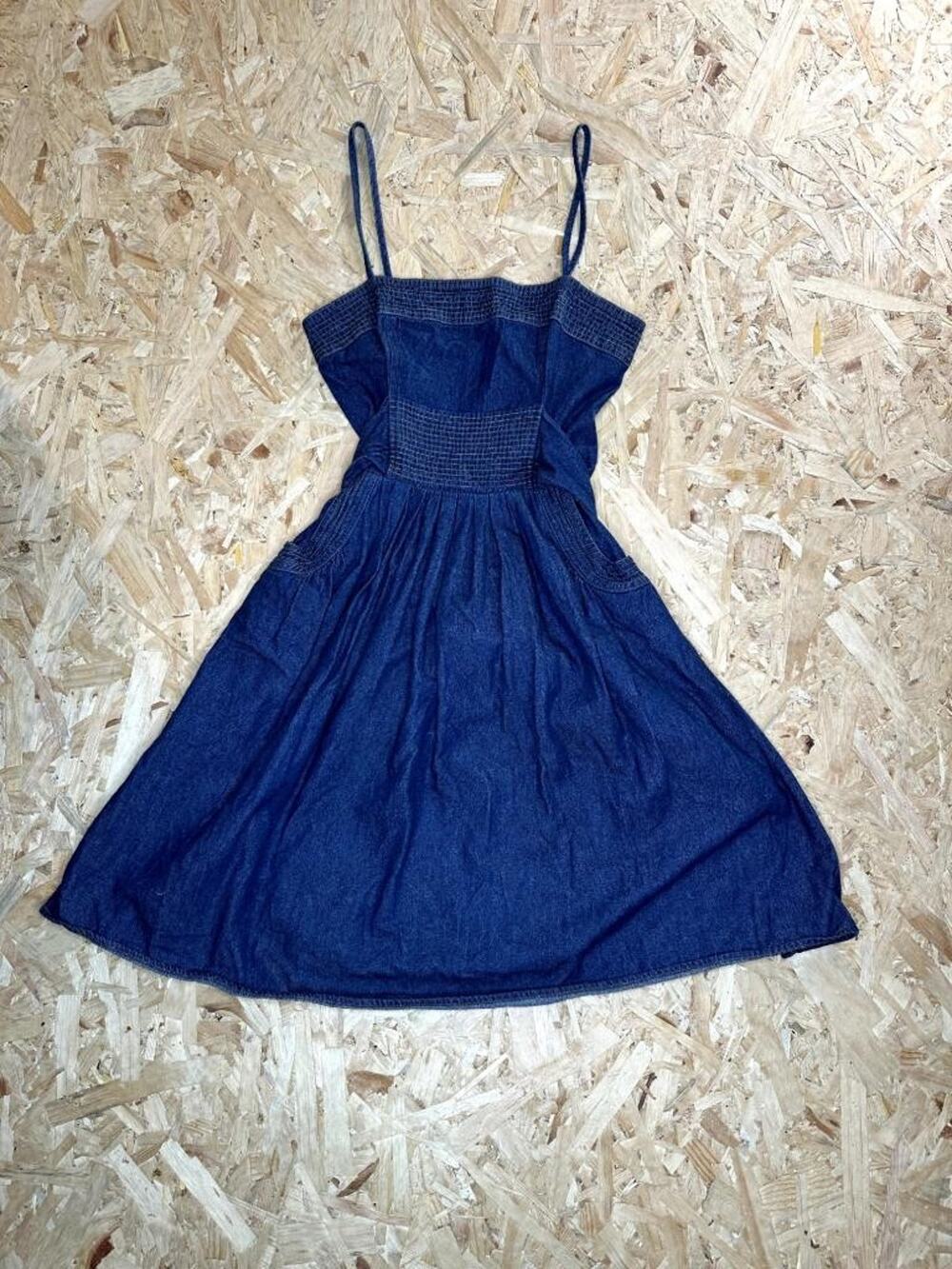 JFW by Just For Wraps Denim Dress Womens Size 7/8 Blue Cotton Smocked Sundress